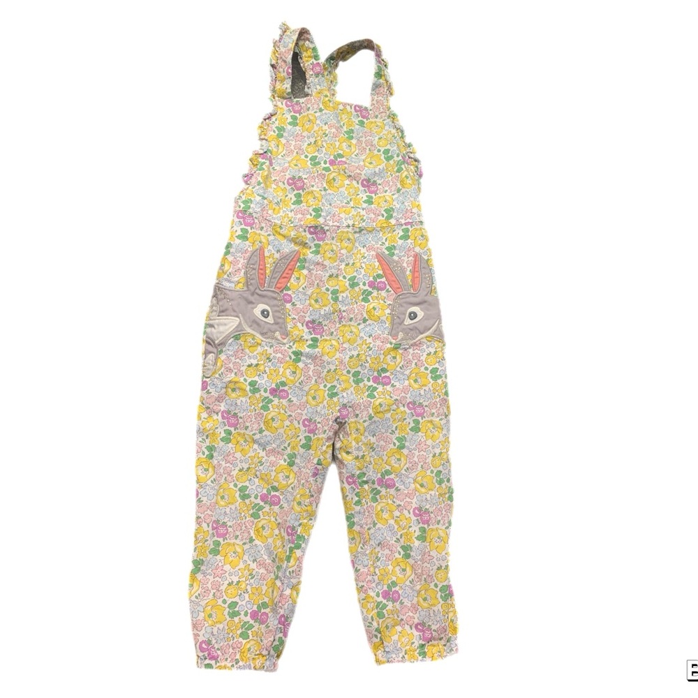 Baby Mini Boden Floral Overalls Bunny Rabbit Easter 2-3 2T 3T
